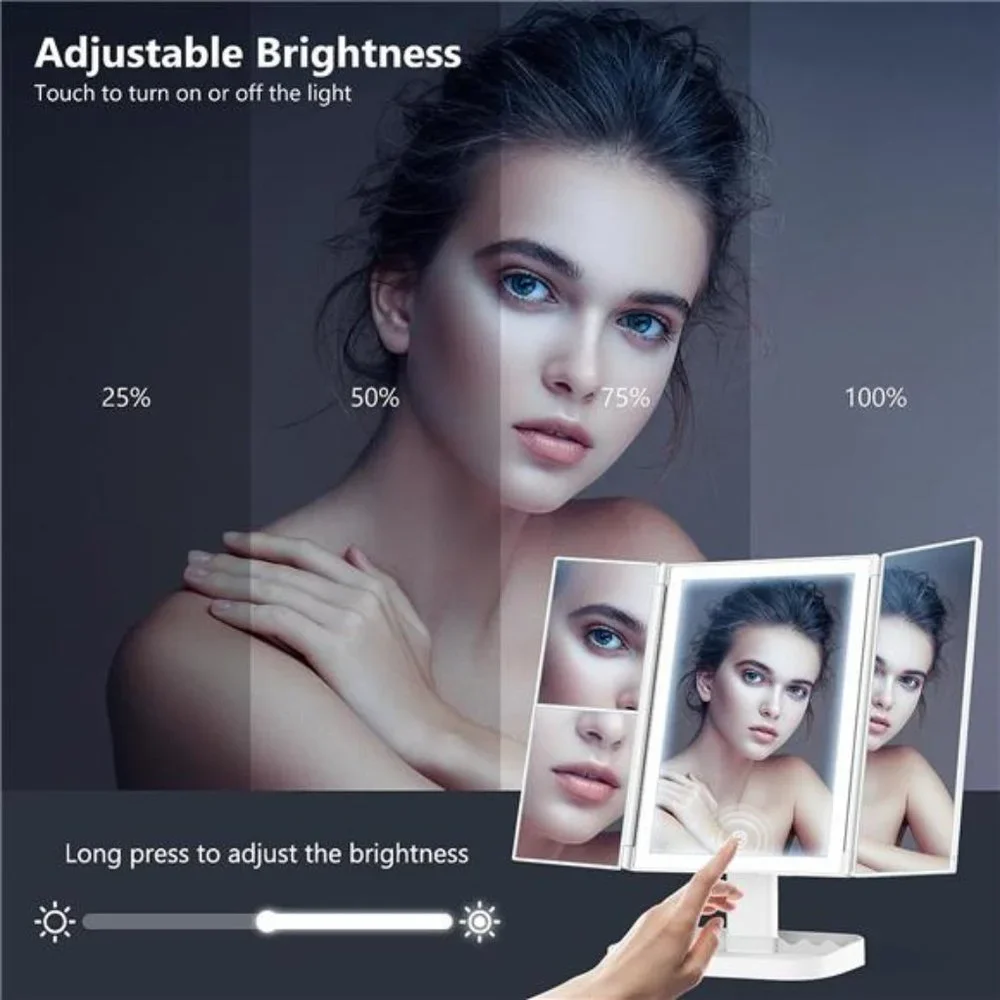 Makeup Mirror with 10X Magnifying Mirror, 3 Color Lighting Modes, 72 LEDs Mirror